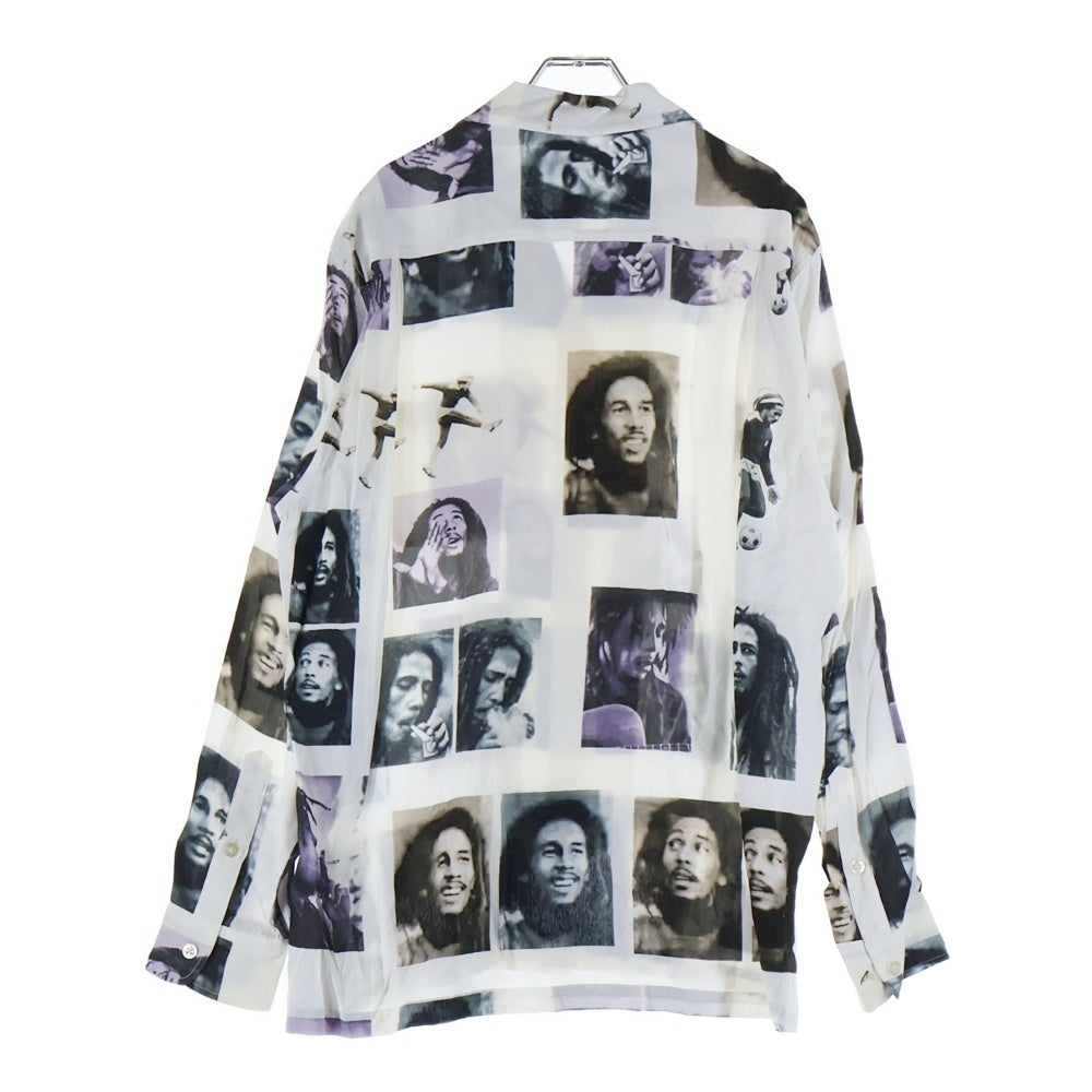 WACKO MARIA(ワコマリア) 19SS BOB MARLEY HAWAIIAN L/S SHIRT ボブマーリー フォトプリント 長袖ハワイアン アロハシャツ ホワイト