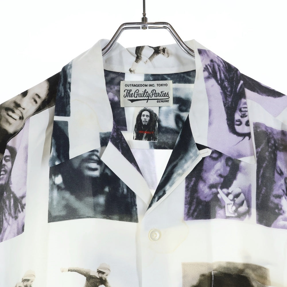 WACKO MARIA(ワコマリア) 19SS BOB MARLEY HAWAIIAN L/S SHIRT ボブマーリー フォトプリント 長袖ハワイアン アロハシャツ ホワイト