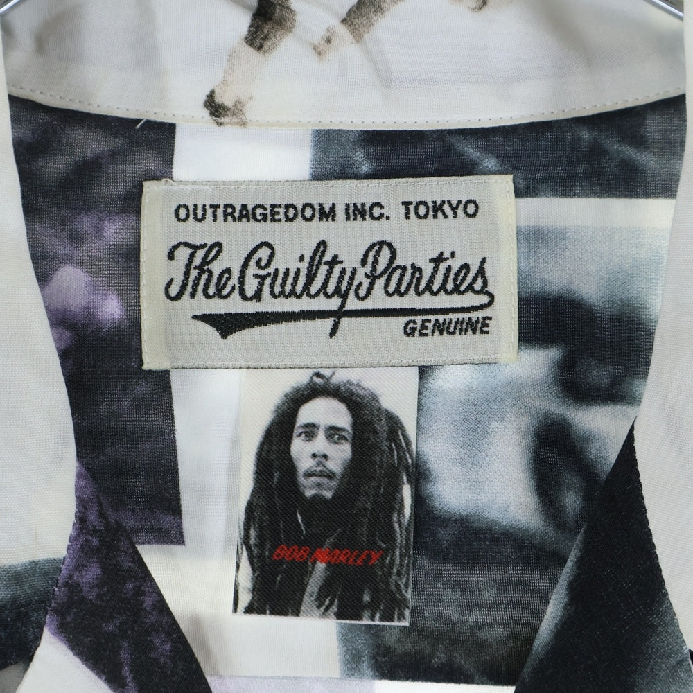 WACKO MARIA(ワコマリア) 19SS BOB MARLEY HAWAIIAN L/S SHIRT ボブマーリー フォトプリント 長袖ハワイアン アロハシャツ ホワイト
