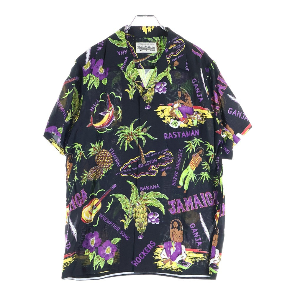 【美品】 ワコマリア 半袖　アロハシャツ　ジャマイカ　総柄　M WACKO MARIA(ワコマリア) 18AW JAMAICA S/S HAWAIIAN SHIRT ジャマイカ