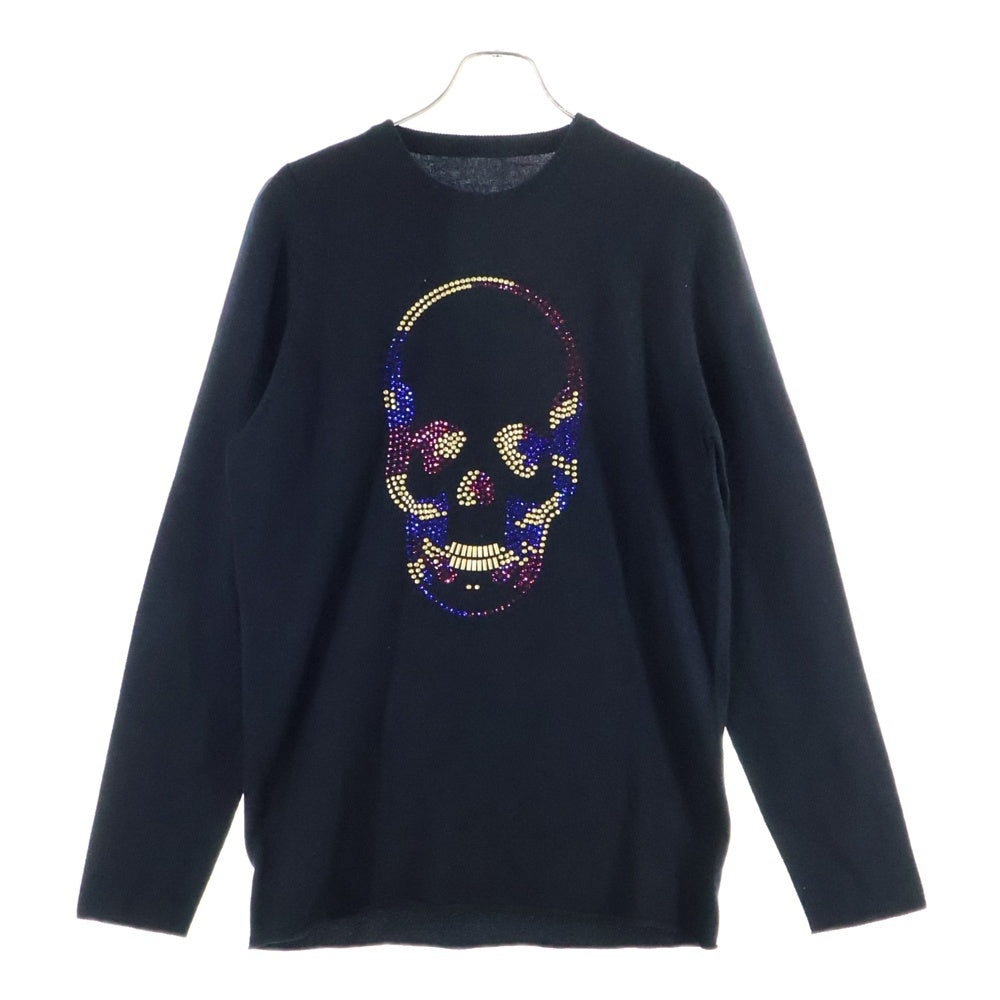 lucien pellat-finet(ルシアンペラフィネ) ラインストーン スカルスタッズ カシミヤ ニットセーター ブラック HAM10860