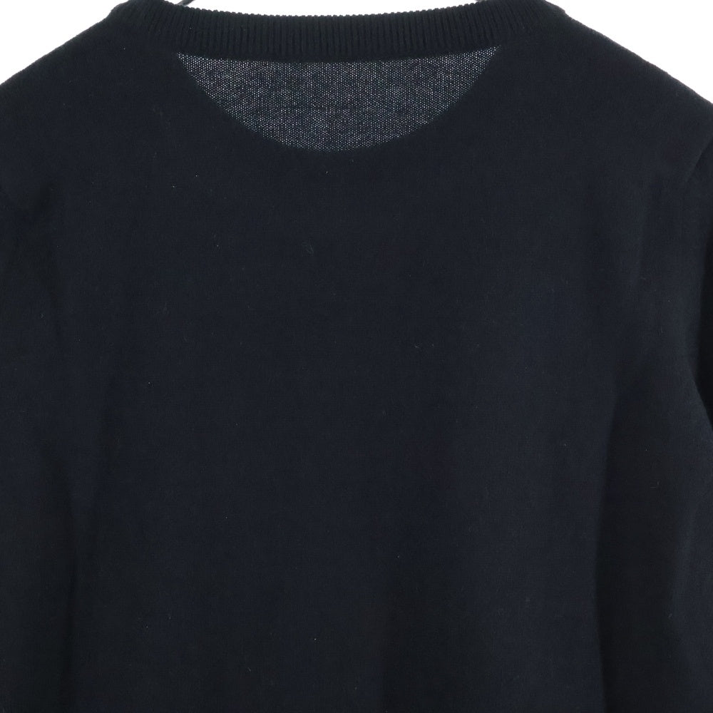 lucien pellat-finet(ルシアンペラフィネ) ラインストーン スカルスタッズ カシミヤ ニットセーター ブラック HAM10860