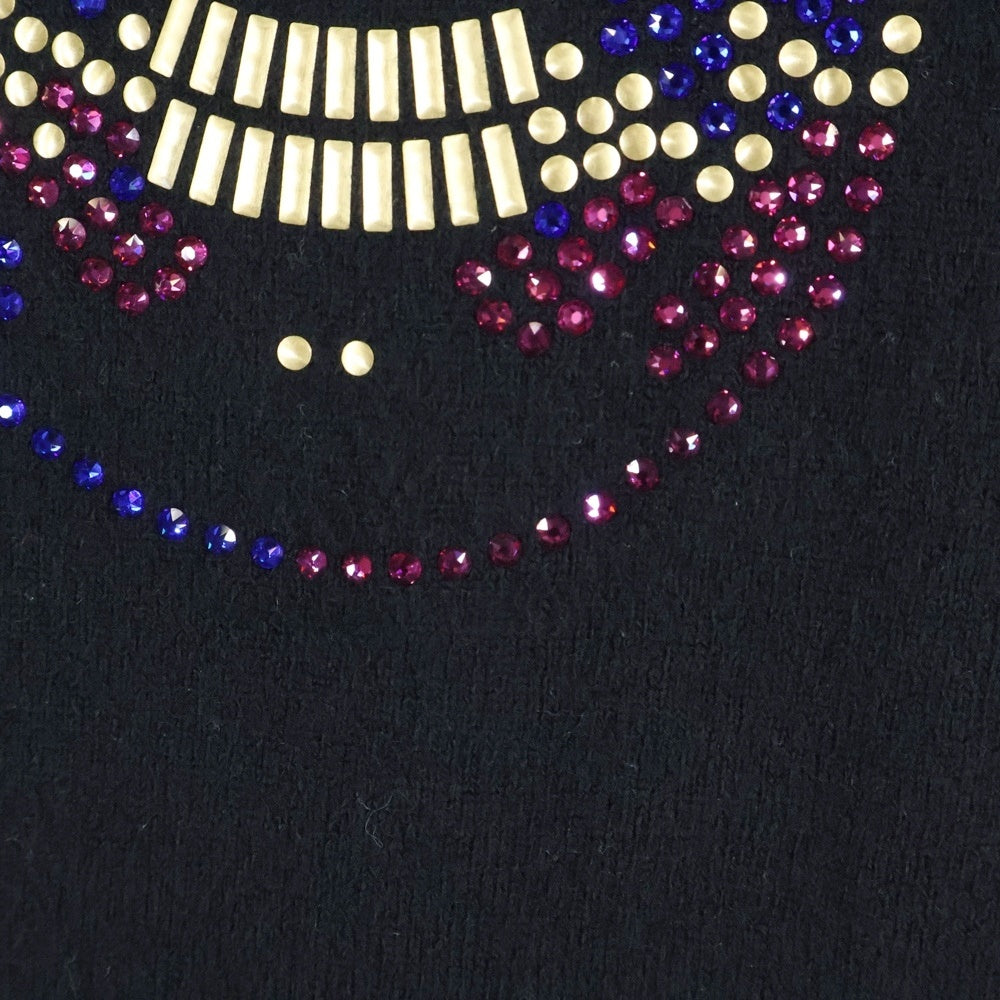 lucien pellat-finet(ルシアンペラフィネ) ラインストーン スカルスタッズ カシミヤ ニットセーター ブラック HAM10860