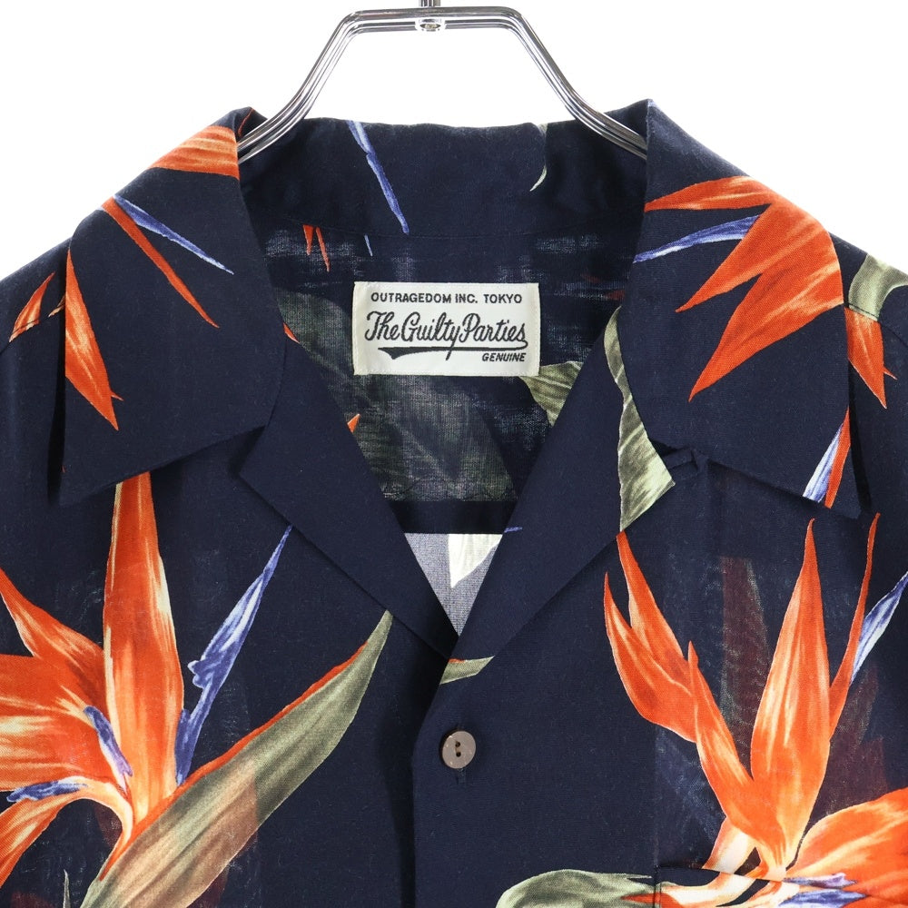 WACKO MARIA(ワコマリア) 18SS BIRD OF PARADISE S/S HAWAIIAN SHIRT バード オブパラダイス 極楽鳥 半袖ハワイアン アロハシャツ ネイビー