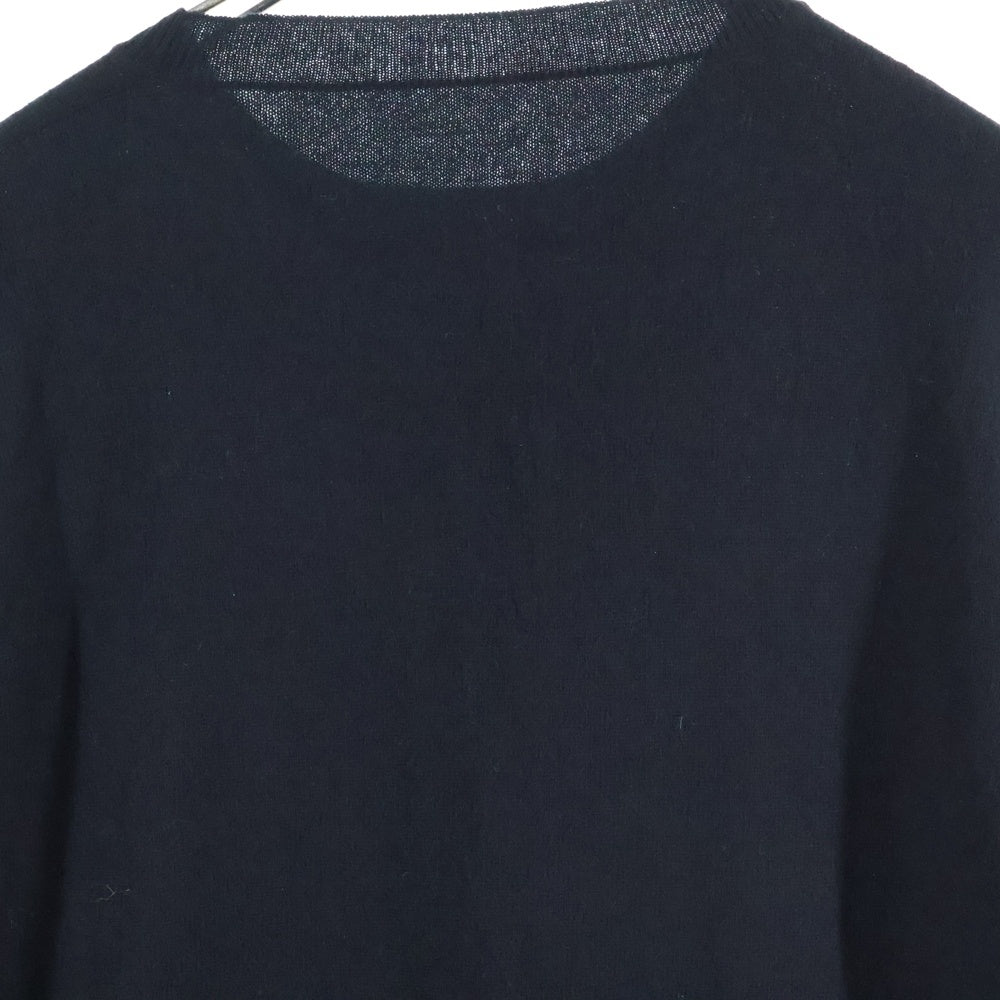 lucien pellat-finet(ルシアンペラフィネ) ラインストーン ワンポイント スカルスタッズ カシミア混 ウールニットセーター ブラック