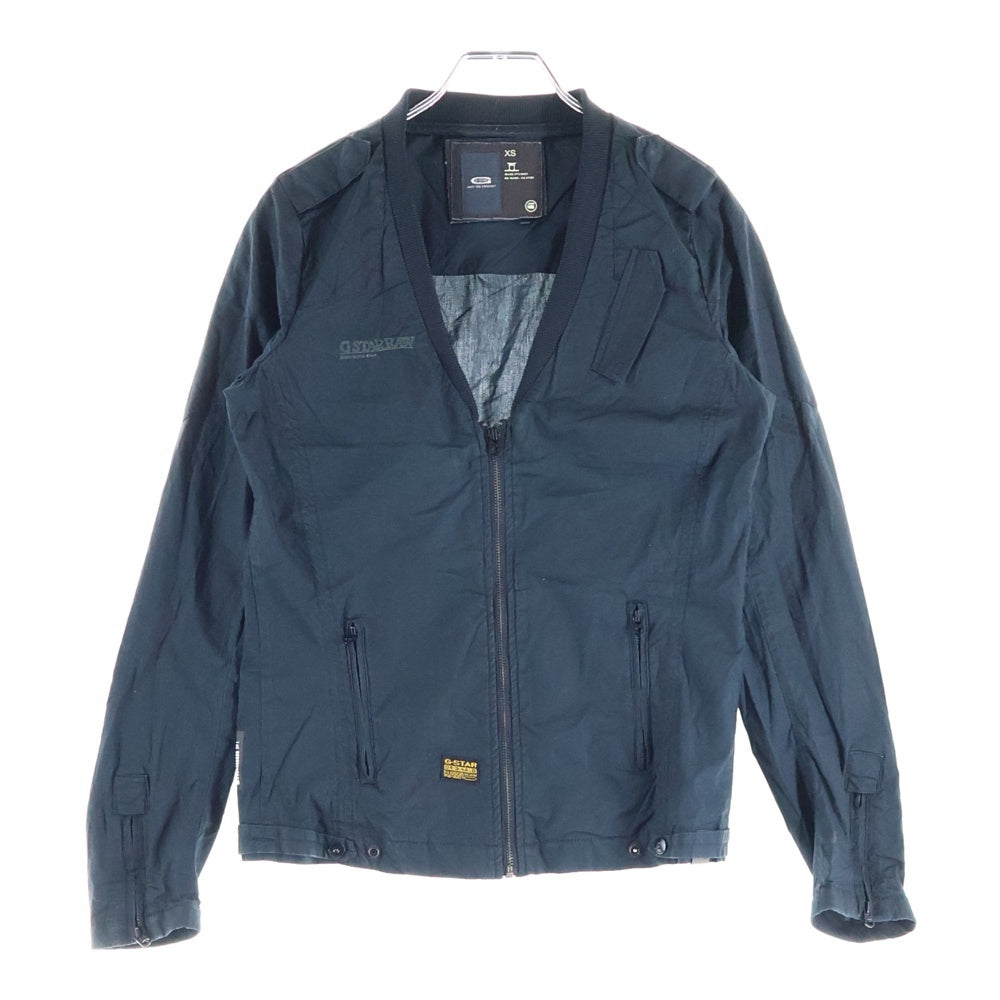 G-STAR RAW(ジースターロウ) フロントロゴデザイン ダブルポケット ジップアップ ナイロンジャケット レディース ブラック