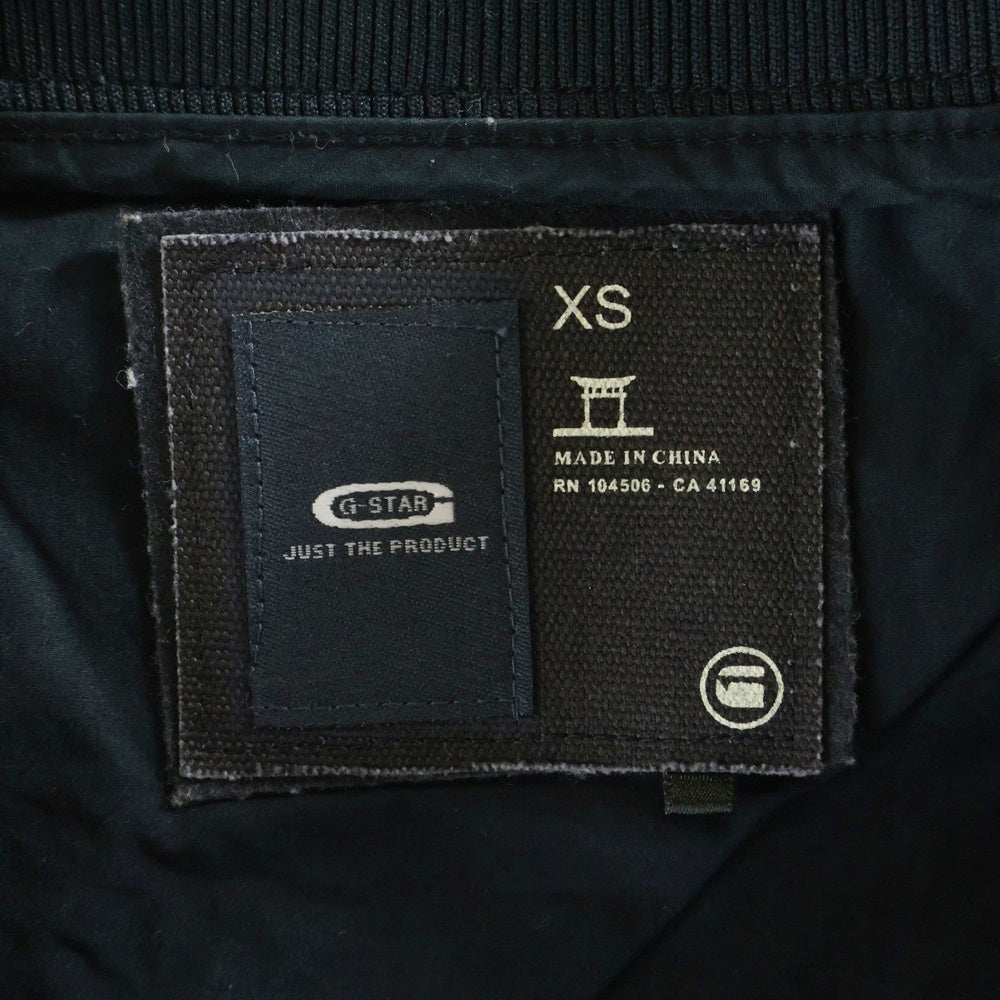 G-STAR RAW(ジースターロウ) フロントロゴデザイン ダブルポケット ジップアップ ナイロンジャケット レディース ブラック