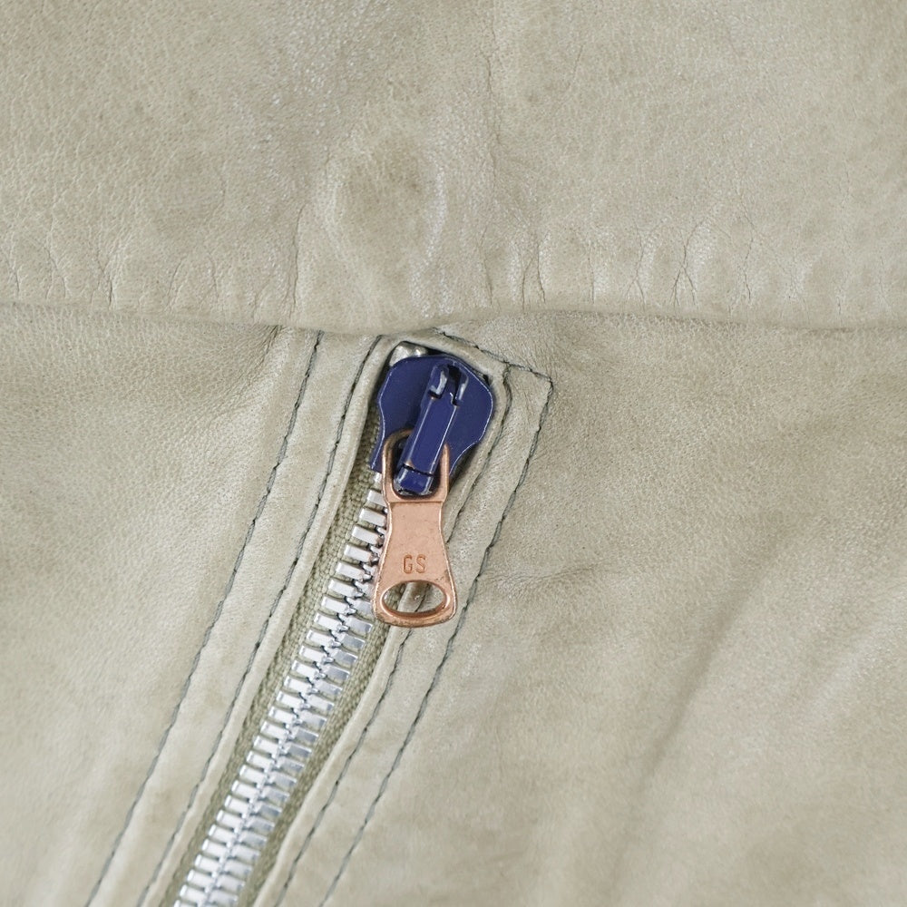 G-STAR RAW(ジースターロウ) NEW ESSENTIAL LEATHER JKT ニュー エッセンシャル マルチポケット レザー ライダースジャケット ベージュ