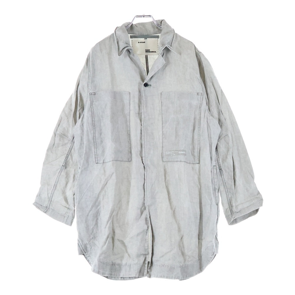 G-STAR RAW(ジースターロウ) 胸ロゴデザイン マルチポケット オープンカラー コットン 長袖シャツ グレー