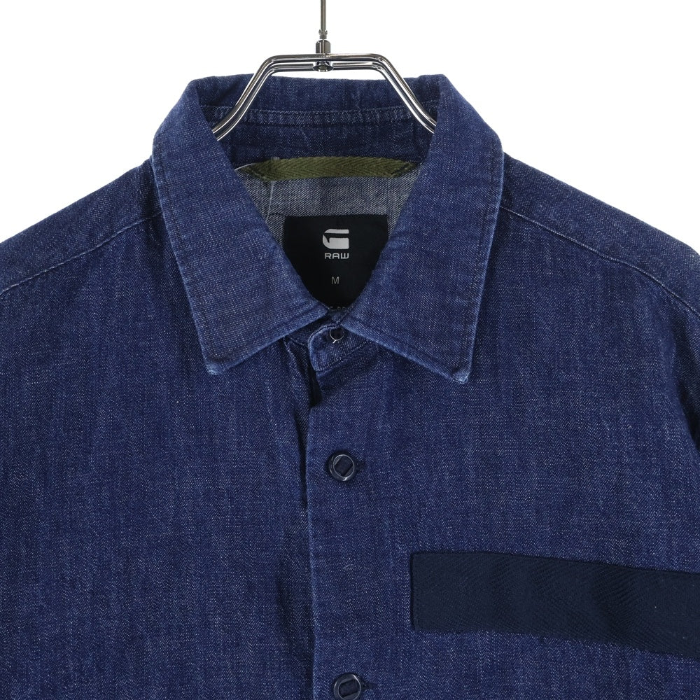 G-STAR RAW(ジースターロウ) 胸パッチデザイン 7B レギュラーカラー デニム 長袖シャツ インディゴ