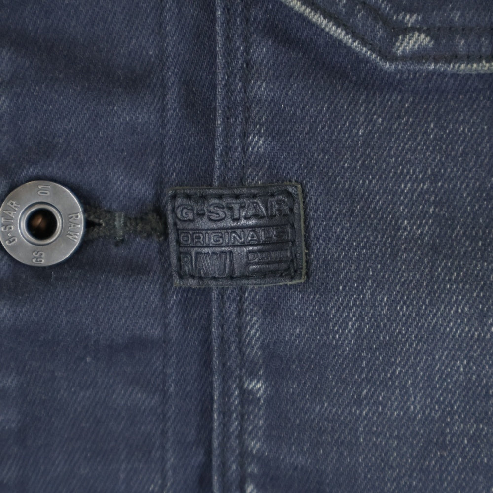 G-STAR RAW(ジースターロウ) ダブル胸ポケット ロゴデザインパッチ 6B ダメージ加工 デニムジャケット ブラック