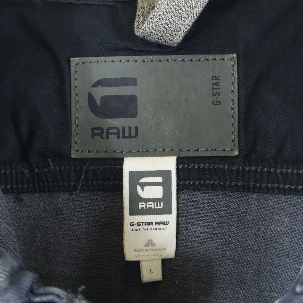 G-STAR RAW(ジースターロウ) ダブル胸ポケット ロゴデザインパッチ 6B ダメージ加工 デニムジャケット ブラック