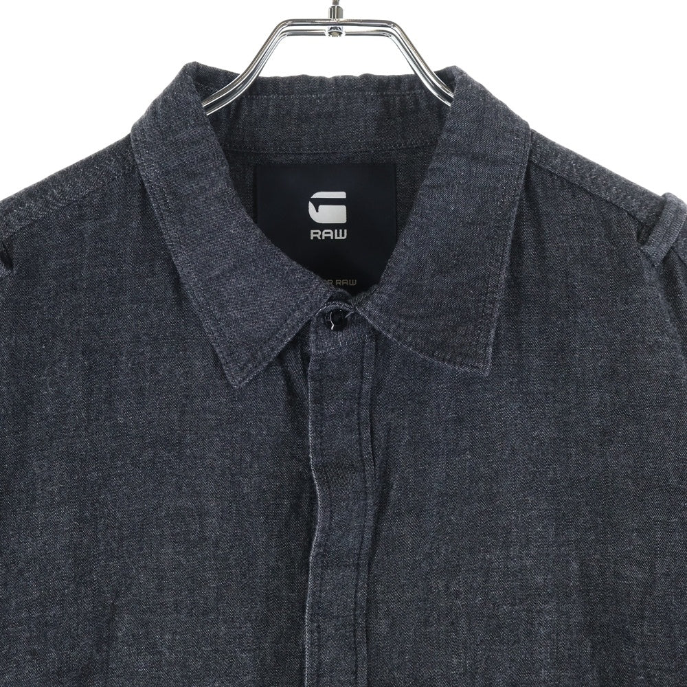 G-STAR RAW(ジースターロウ) ダブルフラップポケット フライフロント レギュラーカラー デニム 長袖シャツ ブラック