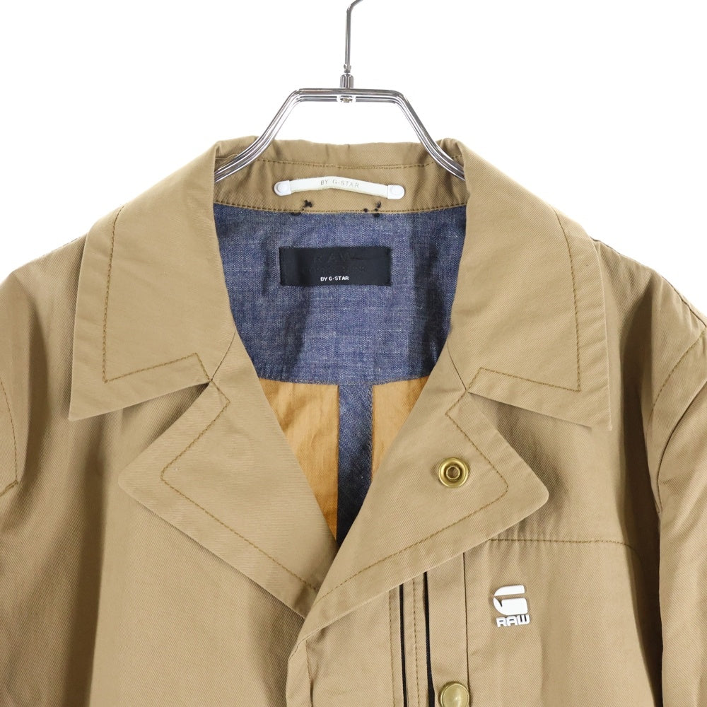 G-STAR RAW(ジースターロウ) 胸ロゴデザイン マルチステッチ マルチポケット ロングコート ベージュ