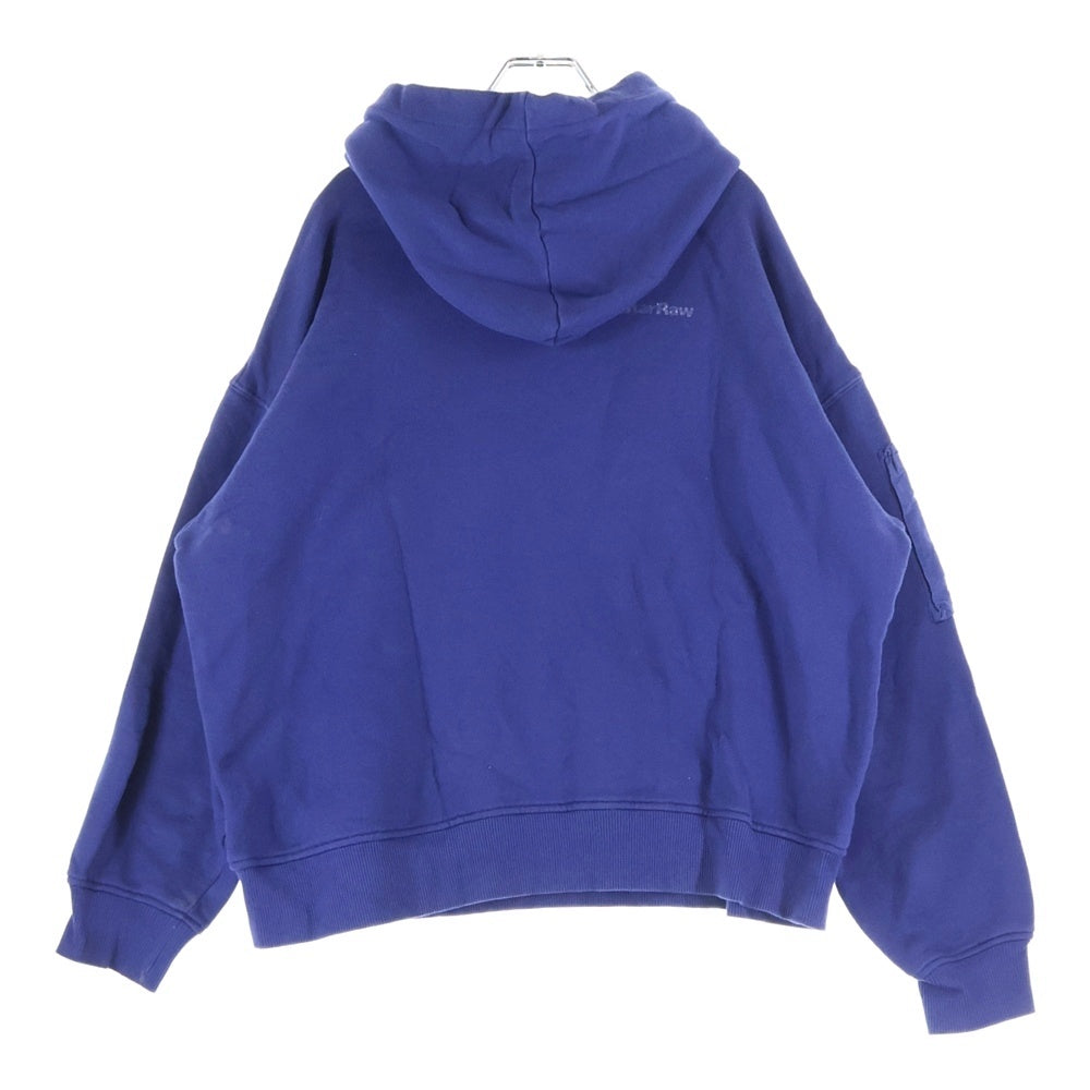 G-STAR RAW(ジースターロウ) フロントナイロン切り替え カンガルーポケット フーデッド スウェット パーカー ブルー