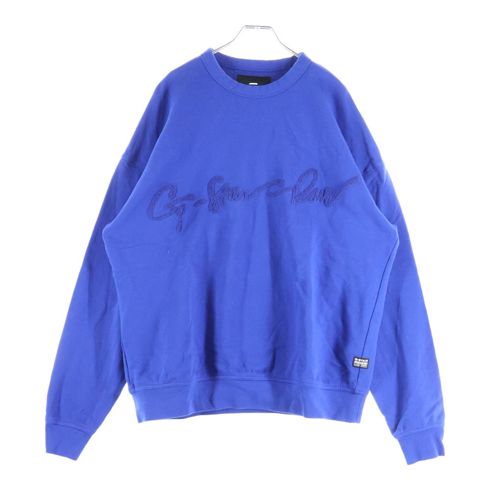 G-STAR RAW(ジースターロウ) フロントロゴデザイン クルーネック スウェット パーカー ブルー