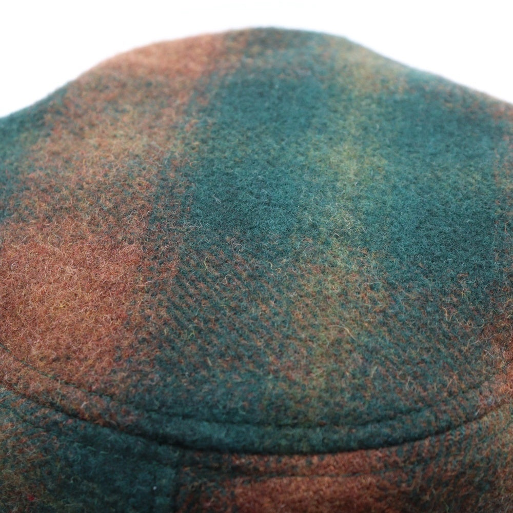 G-STAR RAW(ジースターロウ) ロゴデザイン チェック柄 バケットハット 帽子 ブラウン/グリーン