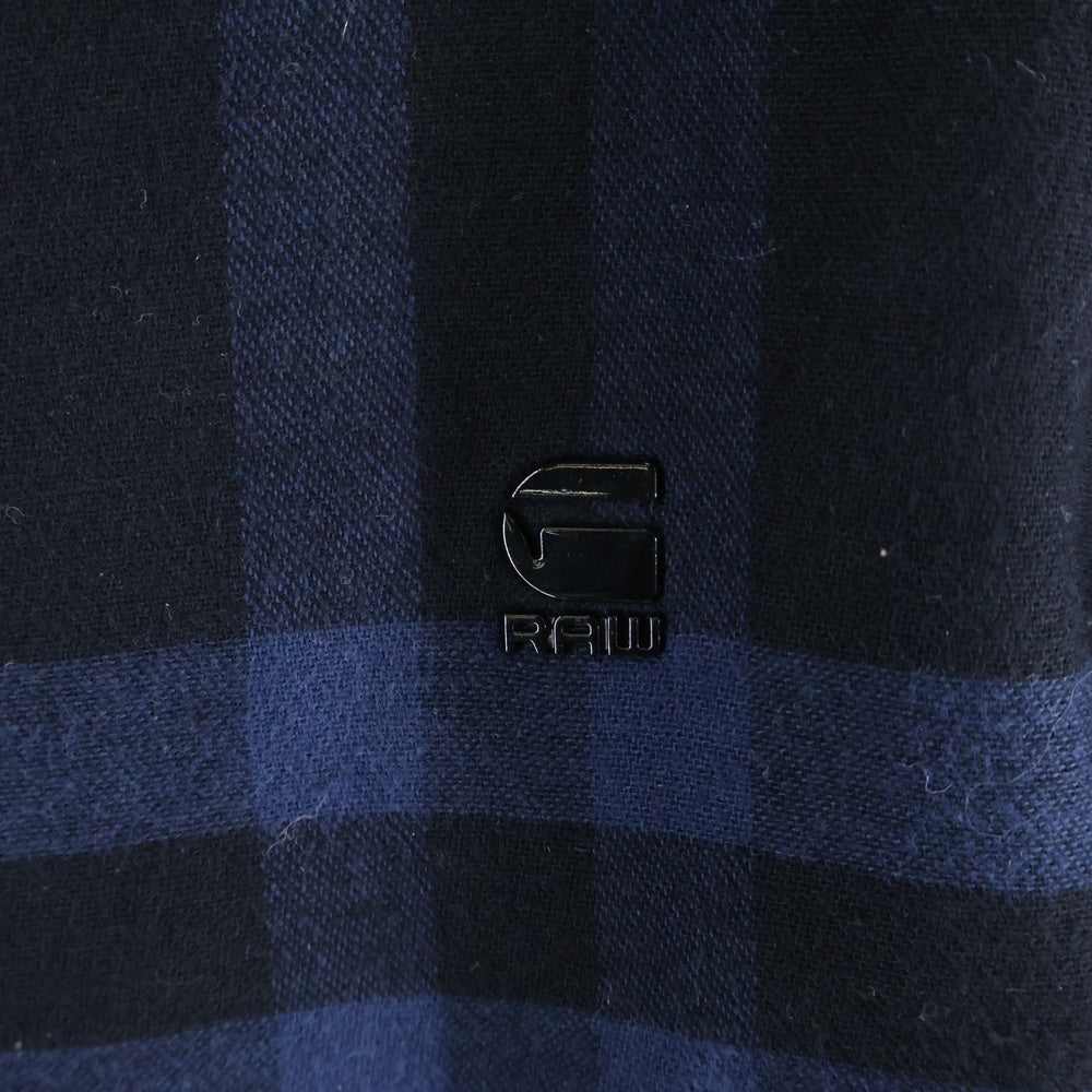 G-STAR RAW(ジースターロウ) 胸ロゴデザイン レギュラーカラー チェック柄 ジップアップ ジャケット チェック柄 マルチポケット ジップアップ コットンパンツ セットアップ ブラック