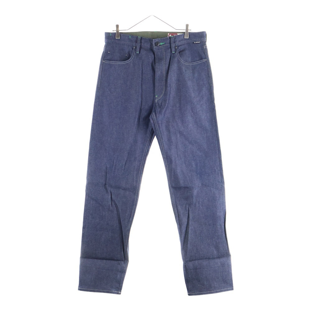 G-STAR RAW(ジースターロウ) TYPE49 ロゴデザイン革パッチ マルチポケット ジップアップ デニムパンツ インディゴ