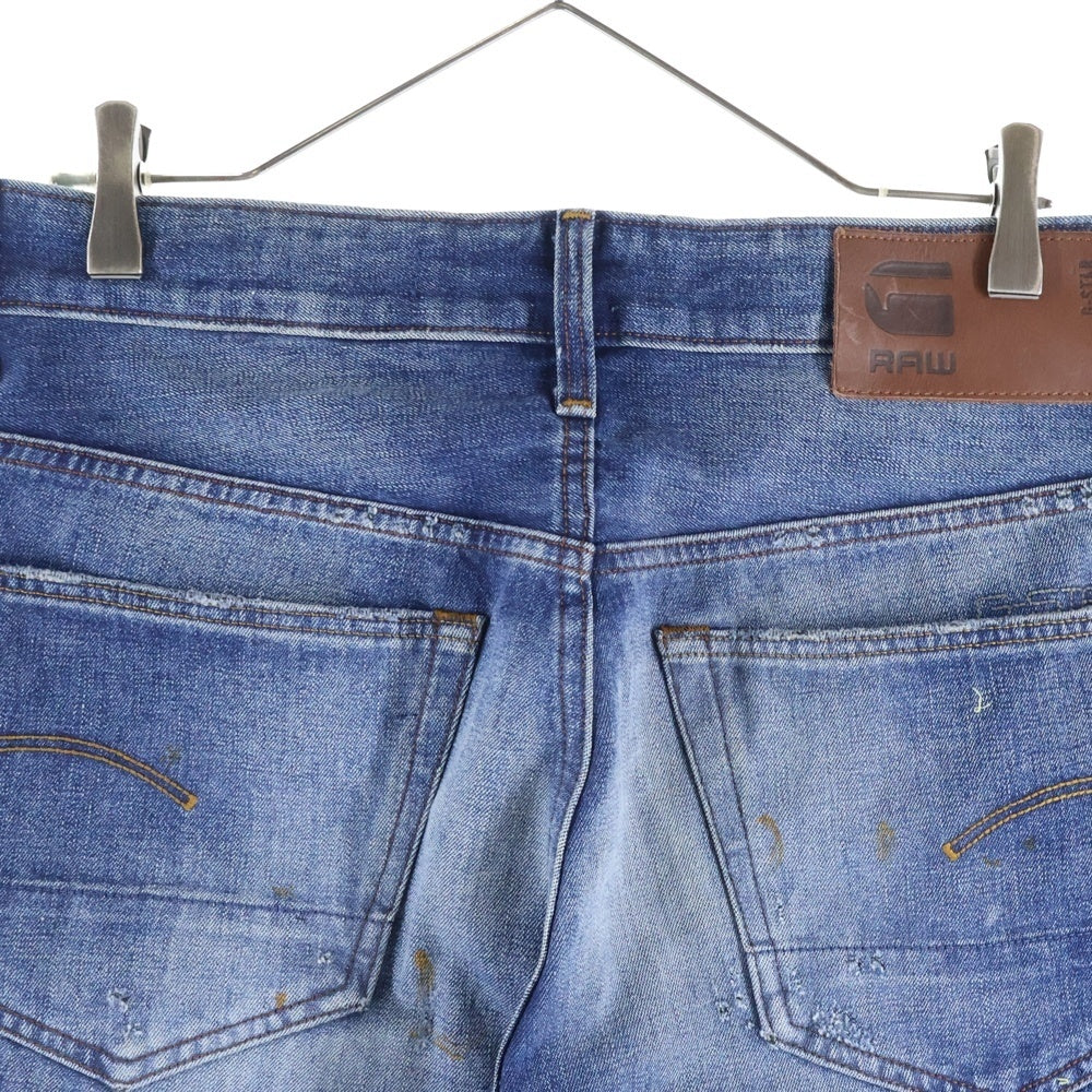 G-STAR RAW(ジースターロウ) クラッシュデザイン ダメージ加工 ボタンフライ デニムパンツ インディゴ