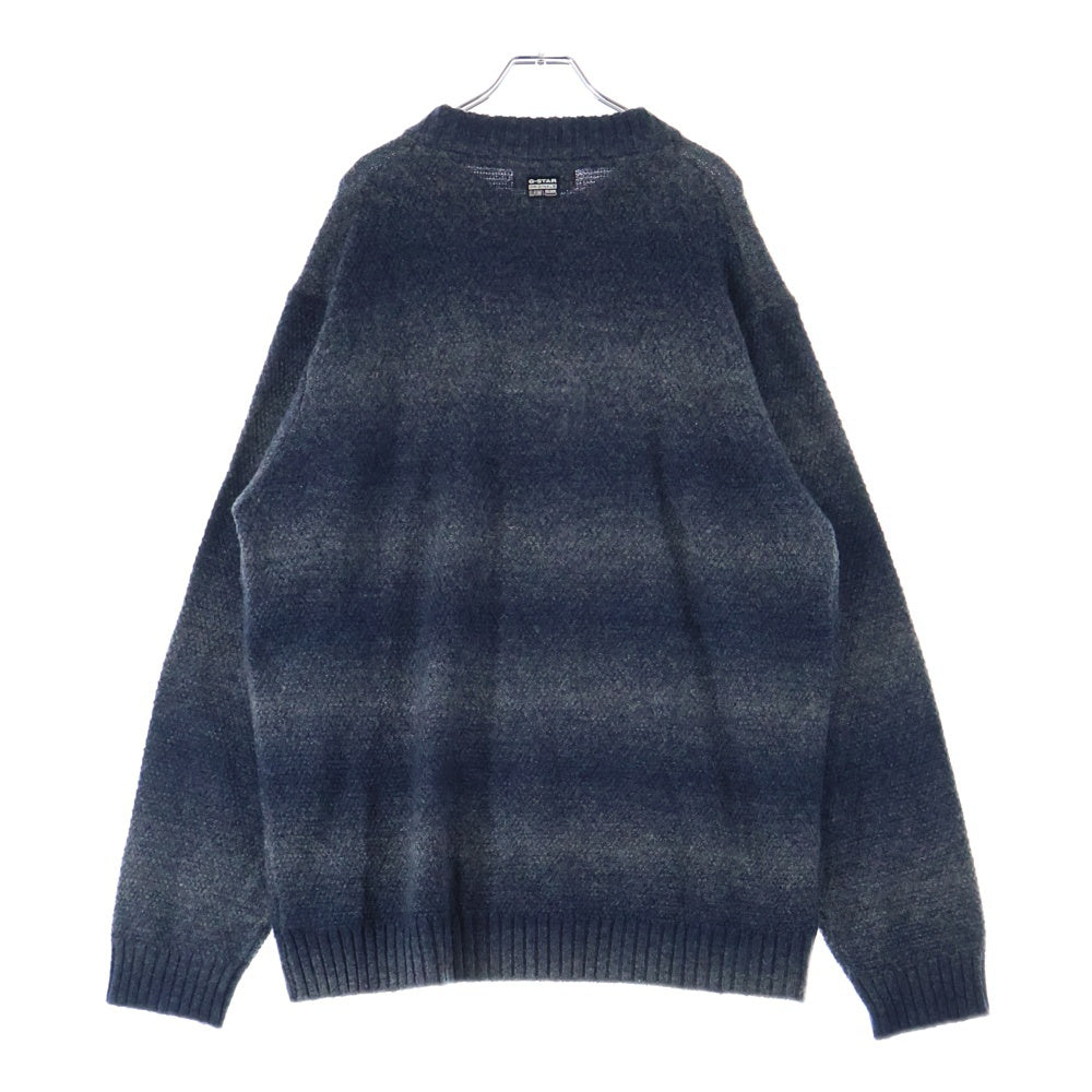 G-STAR RAW(ジースターロウ) 胸ロゴデザイン グラデーションデザイン モックネック ニット セーター グレー