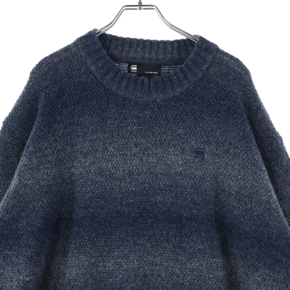 G-STAR RAW(ジースターロウ) 胸ロゴデザイン グラデーションデザイン モックネック ニット セーター グレー