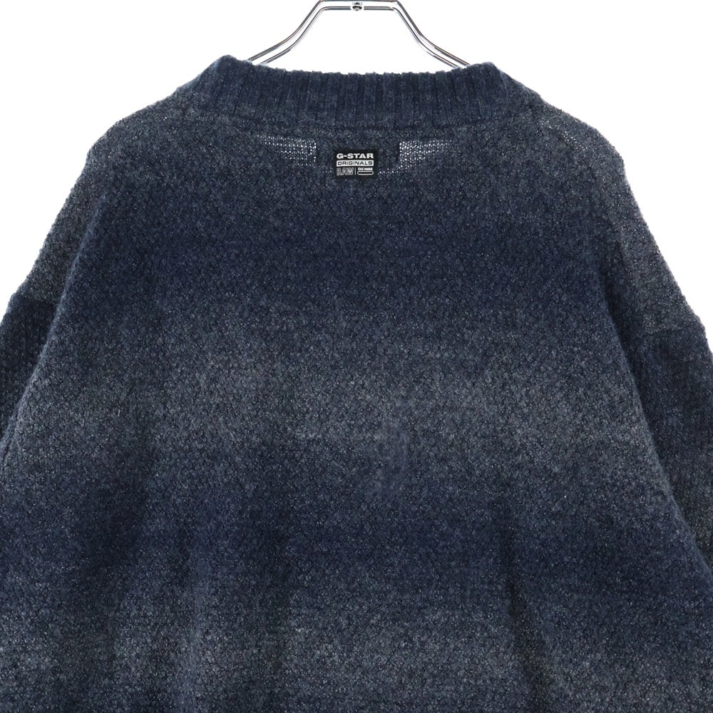 G-STAR RAW(ジースターロウ) 胸ロゴデザイン グラデーションデザイン モックネック ニット セーター グレー