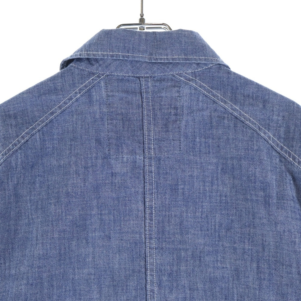 G-STAR RAW(ジースターロウ) シルバーボタンデザイン 5B フロントマルチポケット デニム 長袖シャツ インディゴ