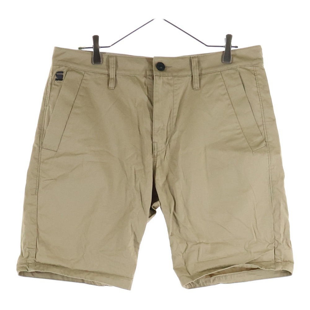 G-STAR RAW(ジースターロウ) ロゴデザインプレート マルチポケット ジップアップ ハーフ チノパンツ ショーツ ベージュ