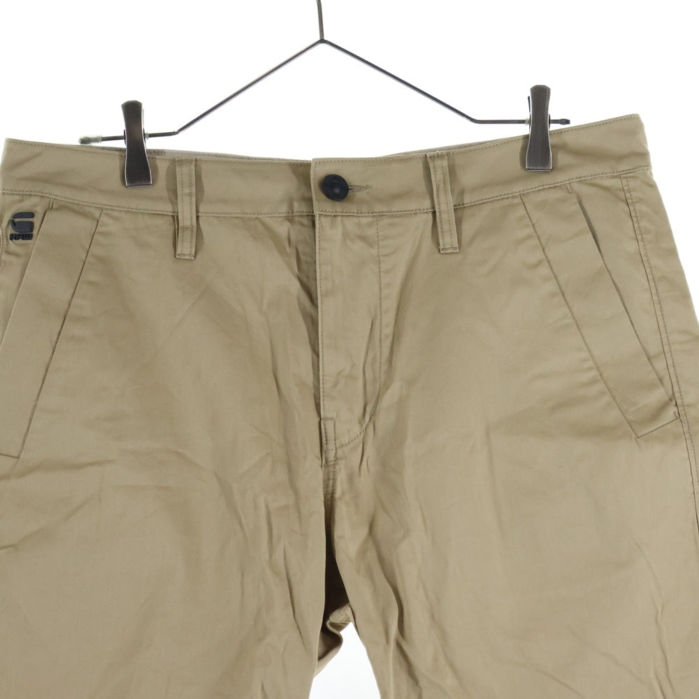 G-STAR RAW(ジースターロウ) ロゴデザインプレート マルチポケット ジップアップ ハーフ チノパンツ ショーツ ベージュ