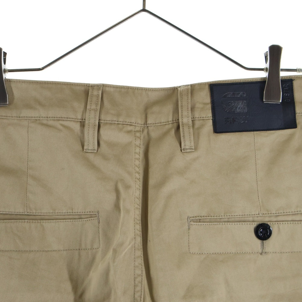G-STAR RAW(ジースターロウ) ロゴデザインプレート マルチポケット ジップアップ ハーフ チノパンツ ショーツ ベージュ