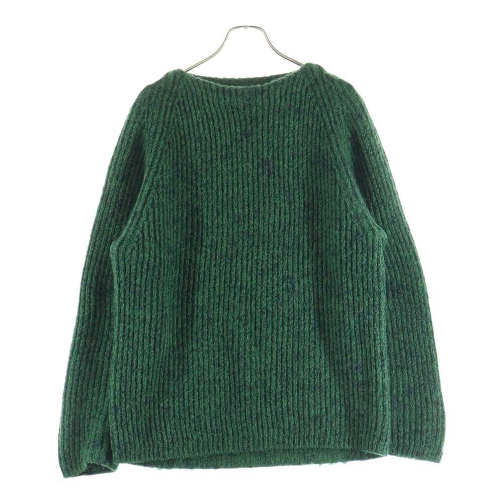 AURALEE(オーラリー) WOOL BABY ALPACA MIX RIB KINT P/O ウールアルパカ クルーネック リブニット セーター グリーン A22AP02BL