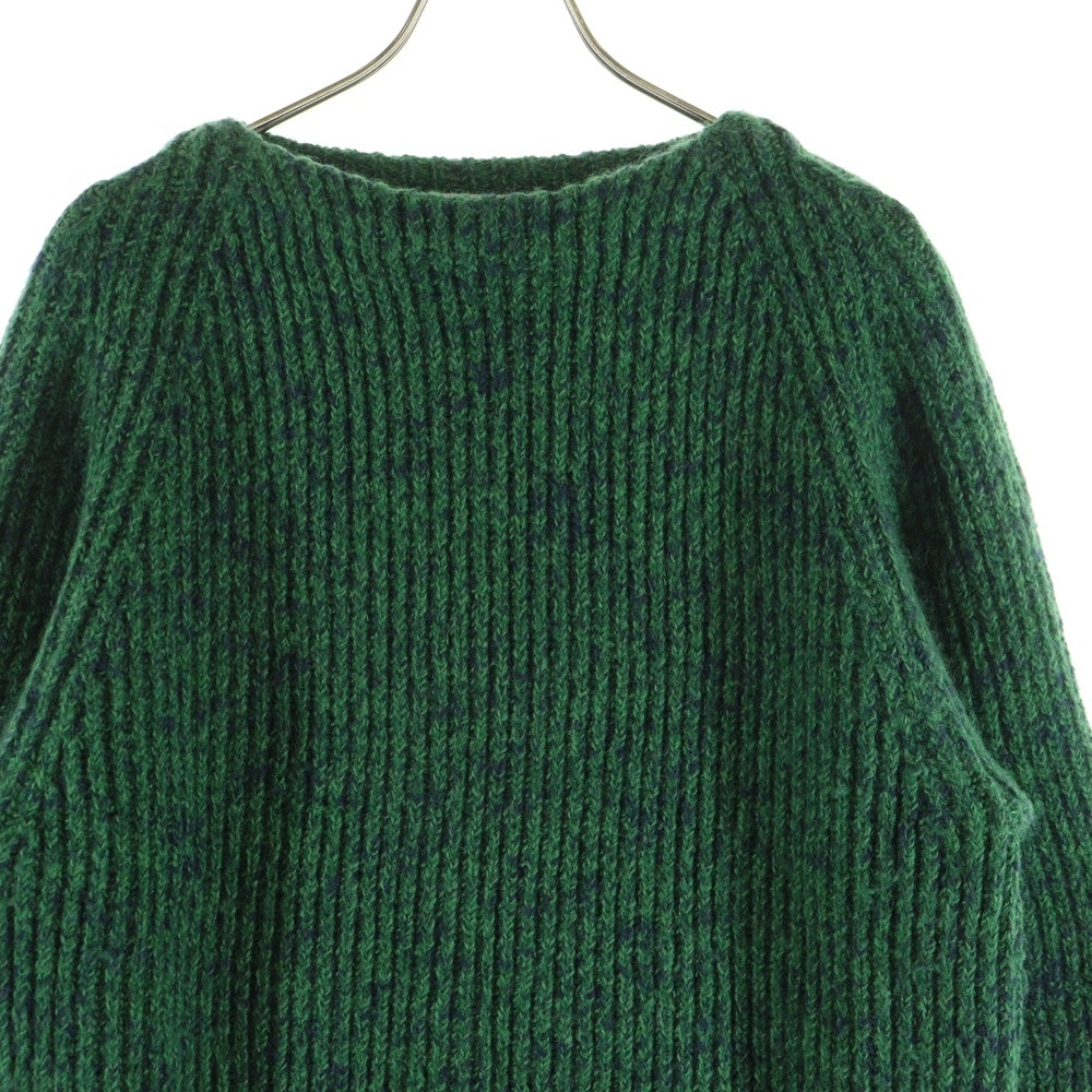 AURALEE(オーラリー) WOOL BABY ALPACA MIX RIB KINT P/O ウールアルパカ クルーネック リブニット セーター グリーン A22AP02BL