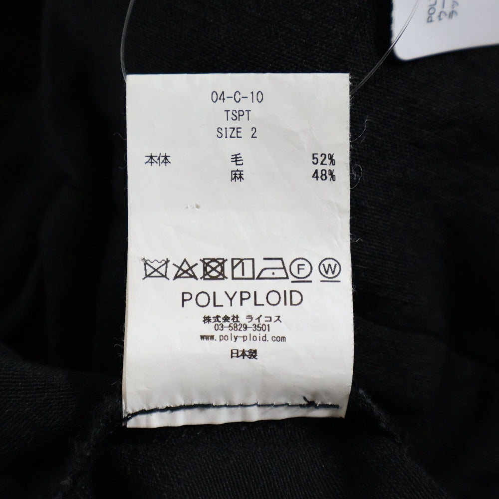 POLYPLOID(ポリプロイド) ウールリネン サイドボタン イージーパンツ ブラック 04-C-10