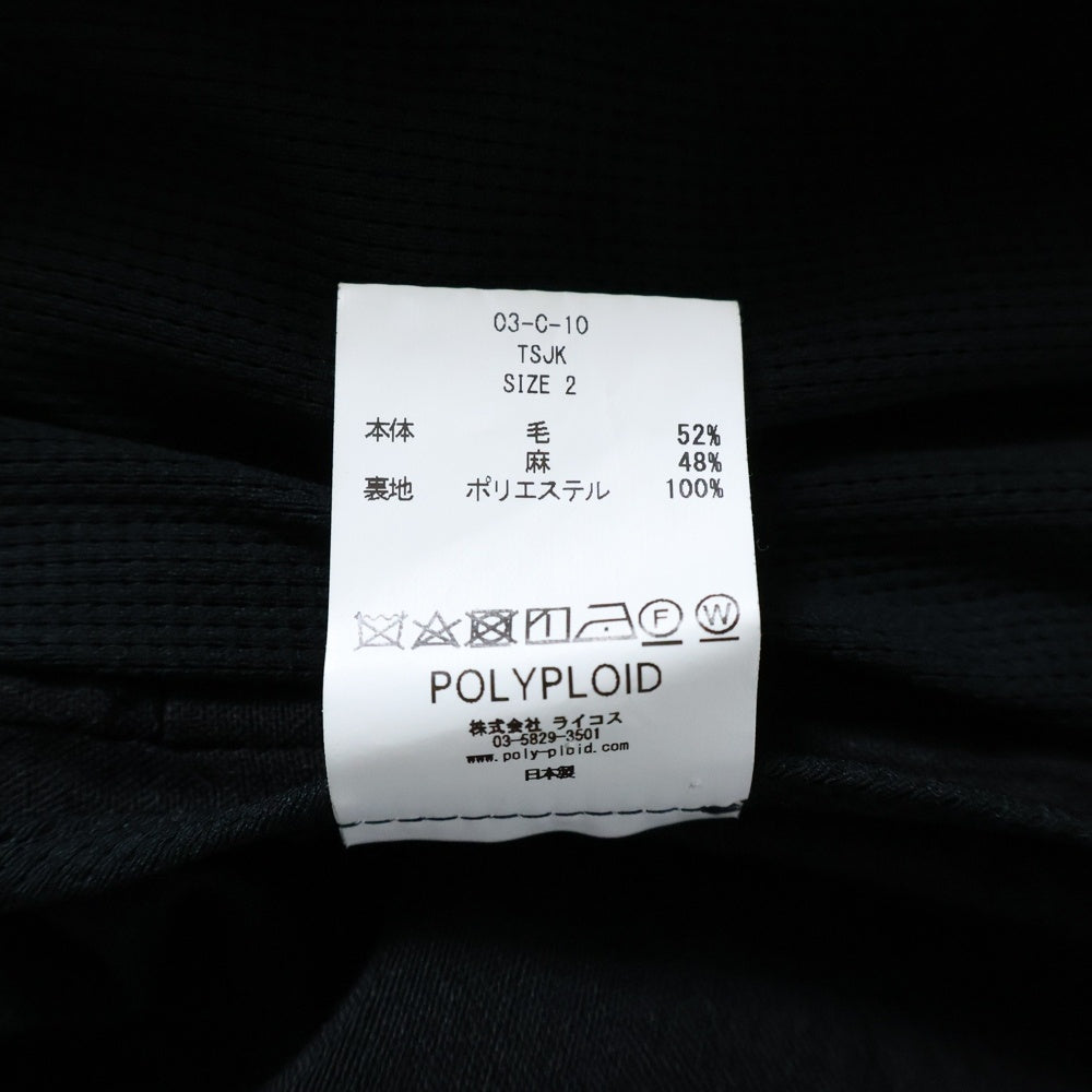 POLYPLOID(ポリプロイド) TRAVEL SUIT JACKET トラベル スーツ ウールリネン 2Bジャケット ブラック 03-C-10