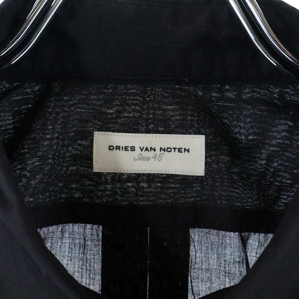 DRIES VAN NOTEN(ドリスヴァンノッテン) ハンガリー製 コットン シアー 半袖シャツ ブラック