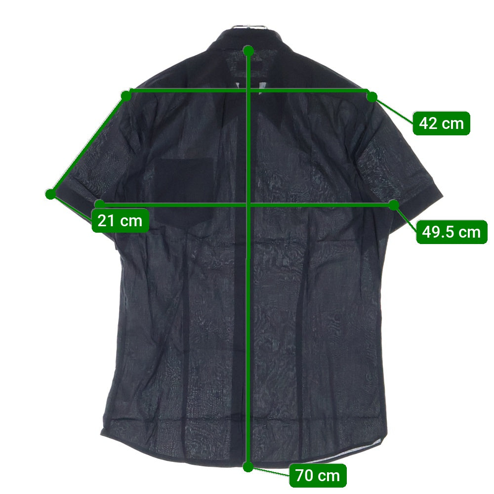 DRIES VAN NOTEN(ドリスヴァンノッテン) ハンガリー製 コットン シアー 半袖シャツ ブラック