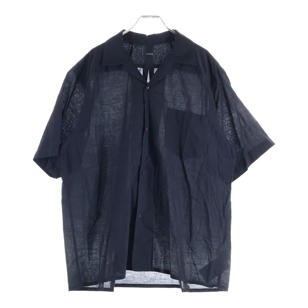 COMOLI(コモリ) KHADI コットン 半袖オープンカラーシャツ ブラック