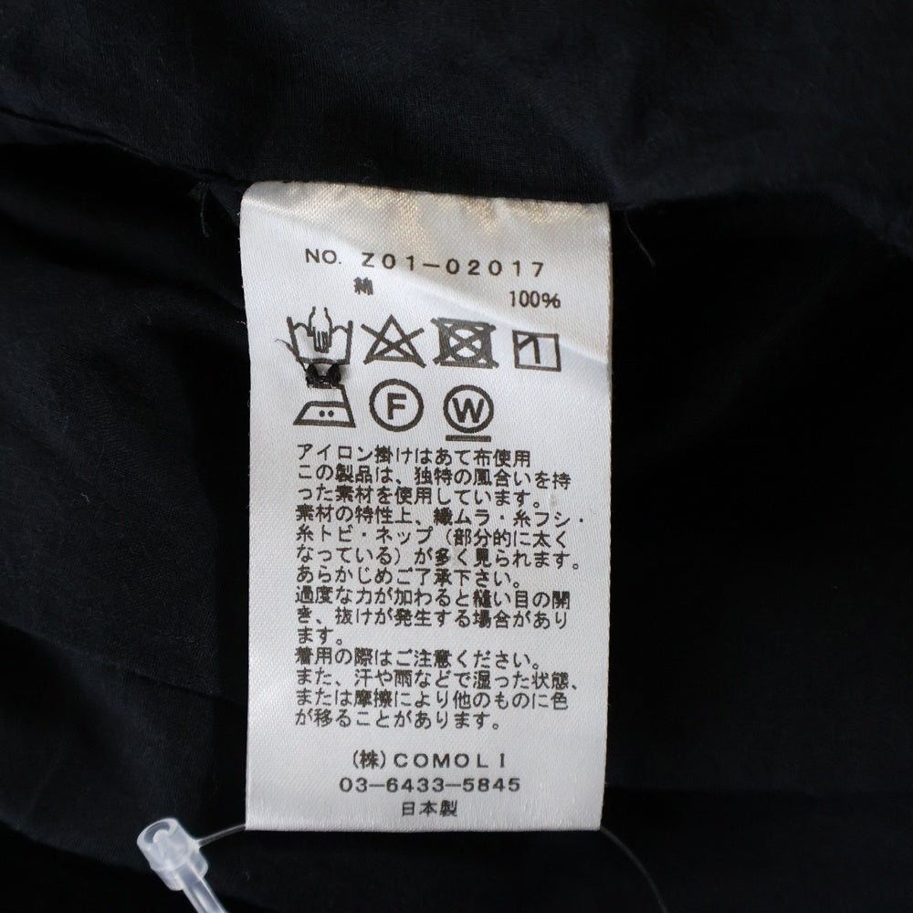 COMOLI(コモリ) KHADI コットン 半袖オープンカラーシャツ ブラック Z01-02017