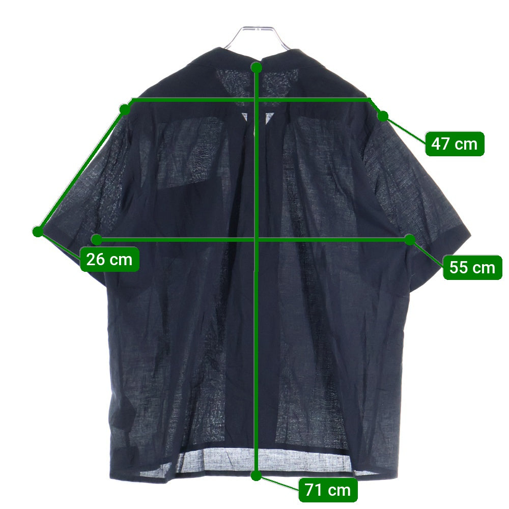 COMOLI(コモリ) KHADI コットン 半袖オープンカラーシャツ ブラック Z01-02017