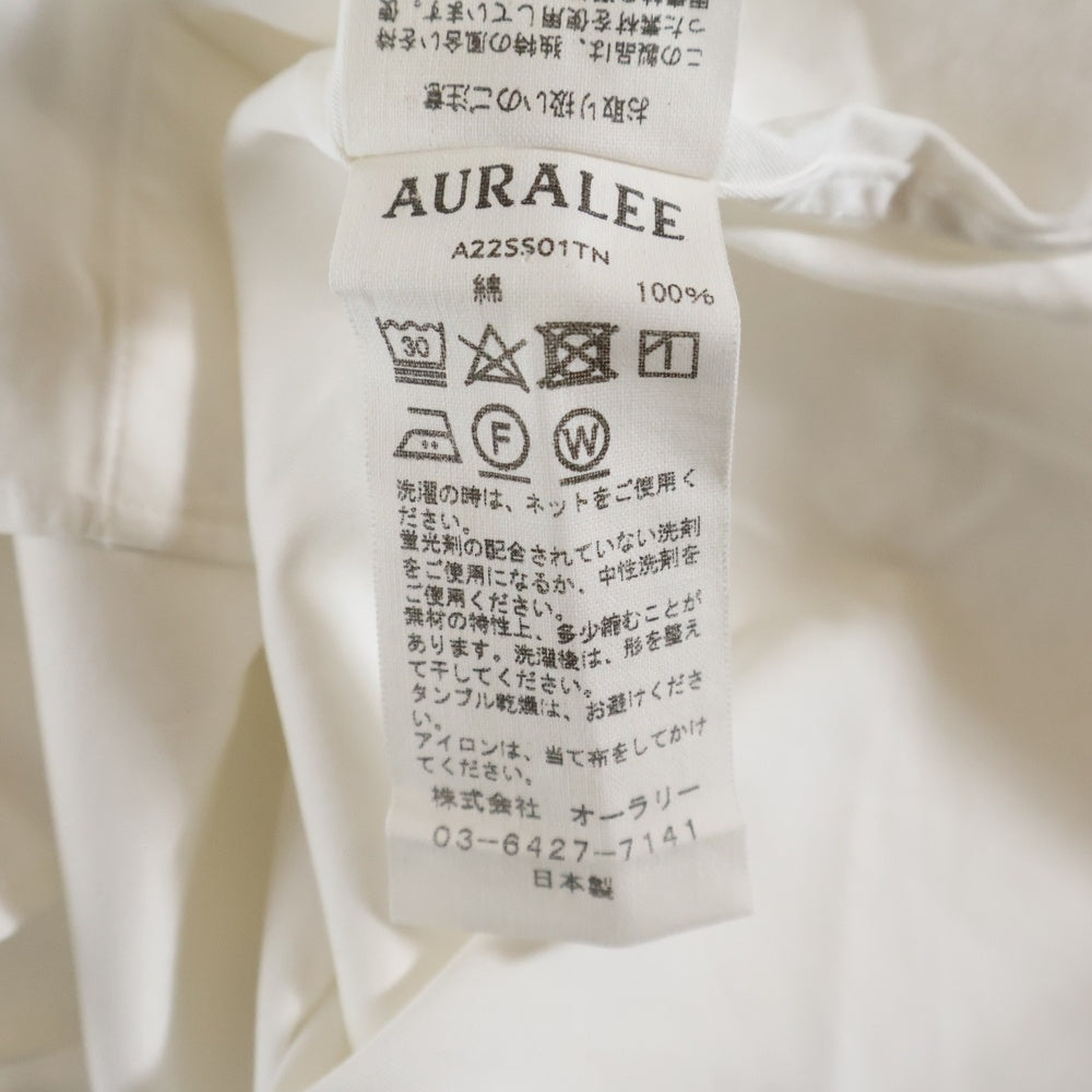 AURALEE(オーラリー) 22SS WASHED FINX TWILL SHIRTS ウォッシュド フィンクス ツイル 長袖シャツ ホワイト A22SS01TN