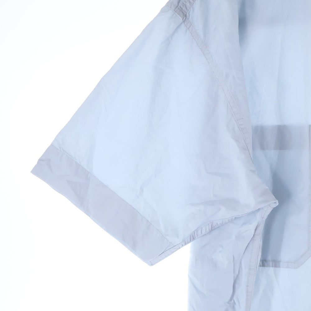 MARGARET HOWELL(マーガレットハウエル) 24SS COTTON RAMIE POPLIN コットン ラミー ポプリン 半袖シャツ ブルー 596-4150520