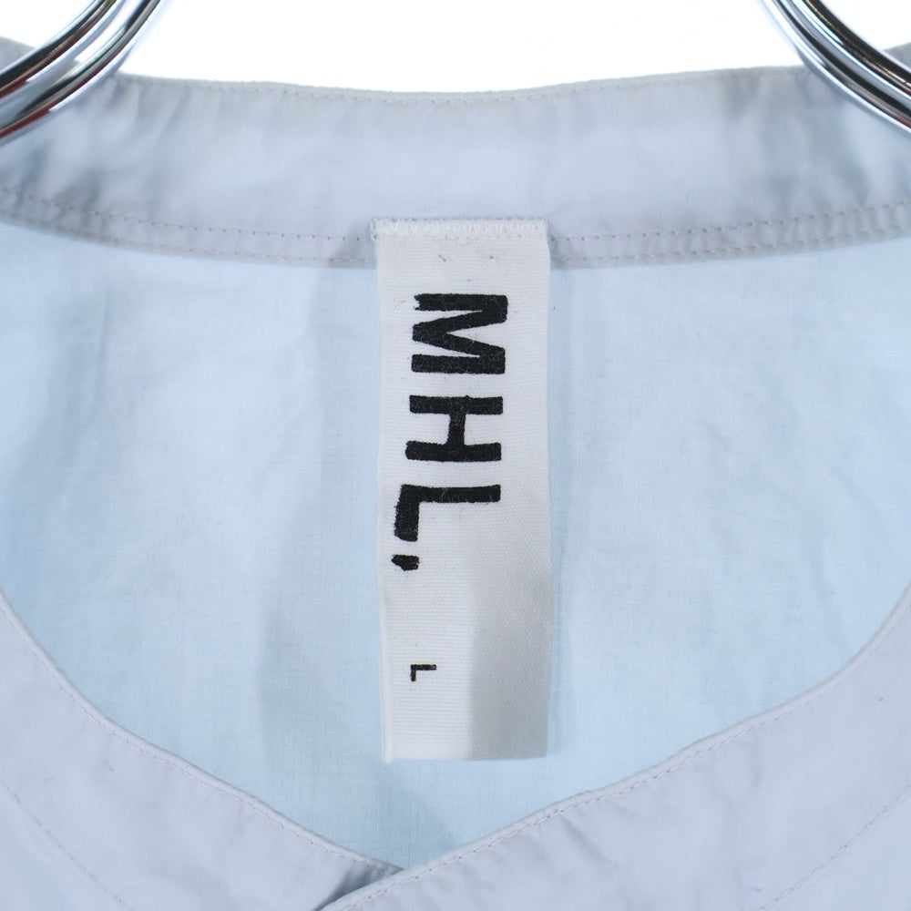 MARGARET HOWELL(マーガレットハウエル) 24SS COTTON RAMIE POPLIN コットン ラミー ポプリン 半袖シャツ ブルー 596-4150520