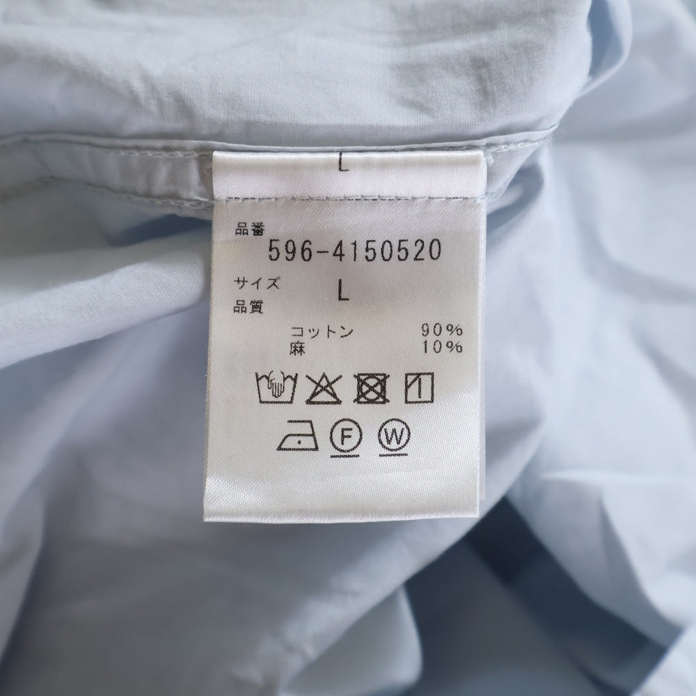 MARGARET HOWELL(マーガレットハウエル) 24SS COTTON RAMIE POPLIN コットン ラミー ポプリン 半袖シャツ ブルー 596-4150520