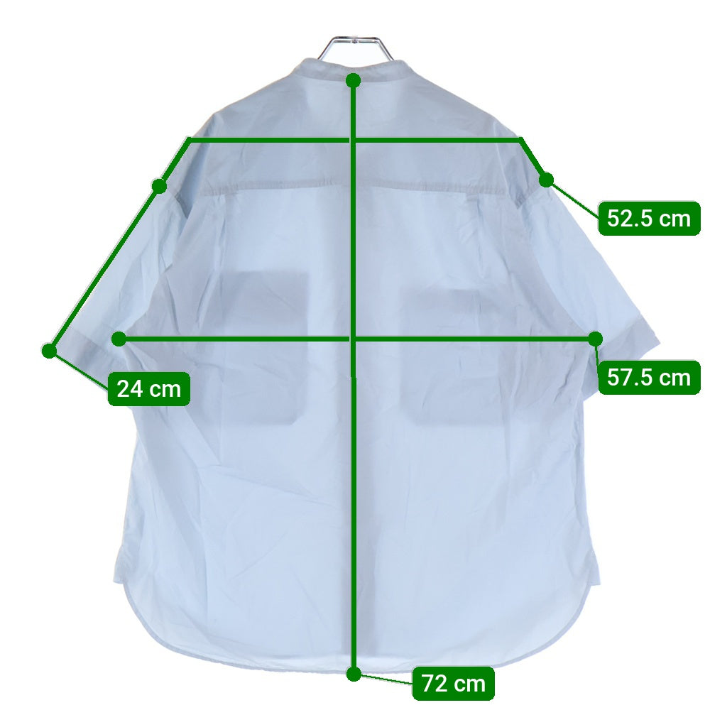 MARGARET HOWELL(マーガレットハウエル) 24SS COTTON RAMIE POPLIN コットン ラミー ポプリン 半袖シャツ ブルー 596-4150520