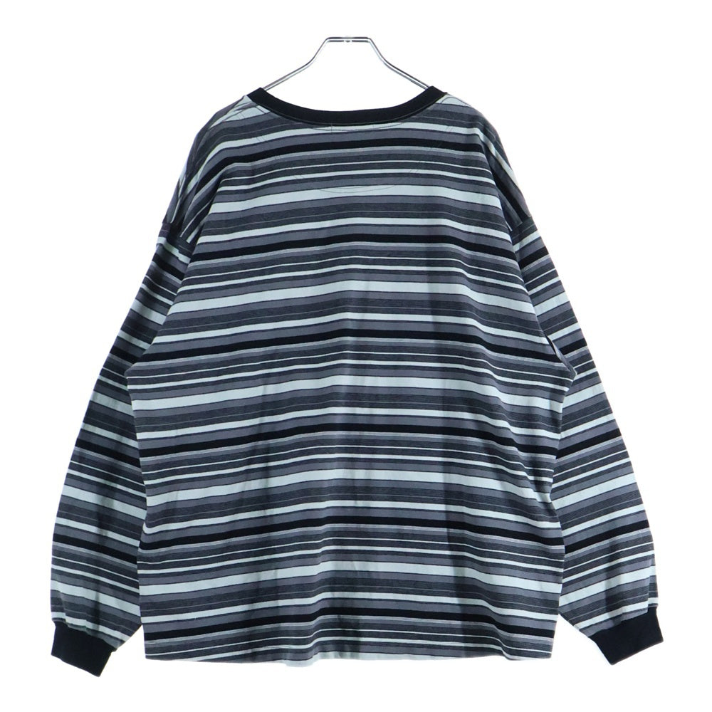 POLYPLOID(ポリプロイド) OVERSIZE LONGSLEEVE B マルチカラーボーダー オーバーサイズ 長袖Tシャツ カットソー ブルー/グレー/ブラック B-7-001-013