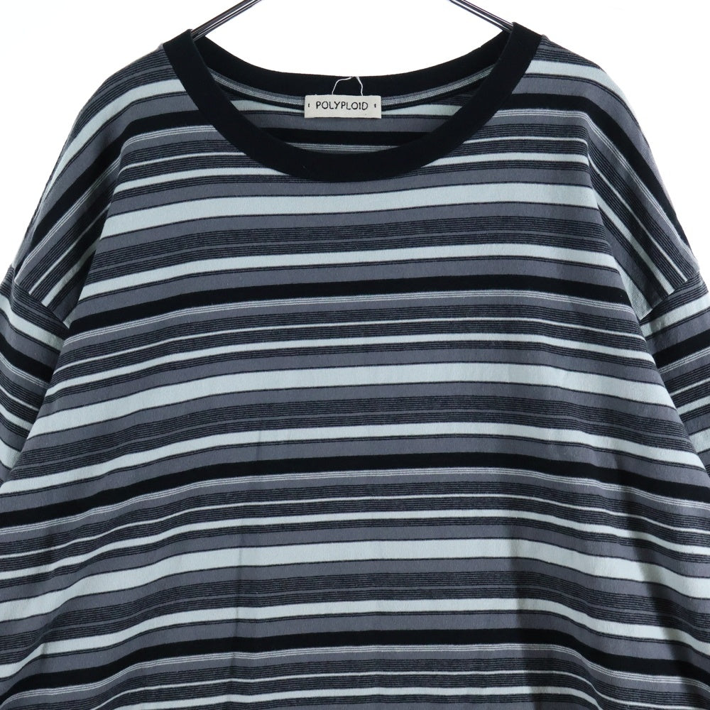 POLYPLOID(ポリプロイド) OVERSIZE LONGSLEEVE B マルチカラーボーダー オーバーサイズ 長袖Tシャツ カットソー ブルー/グレー/ブラック B-7-001-013