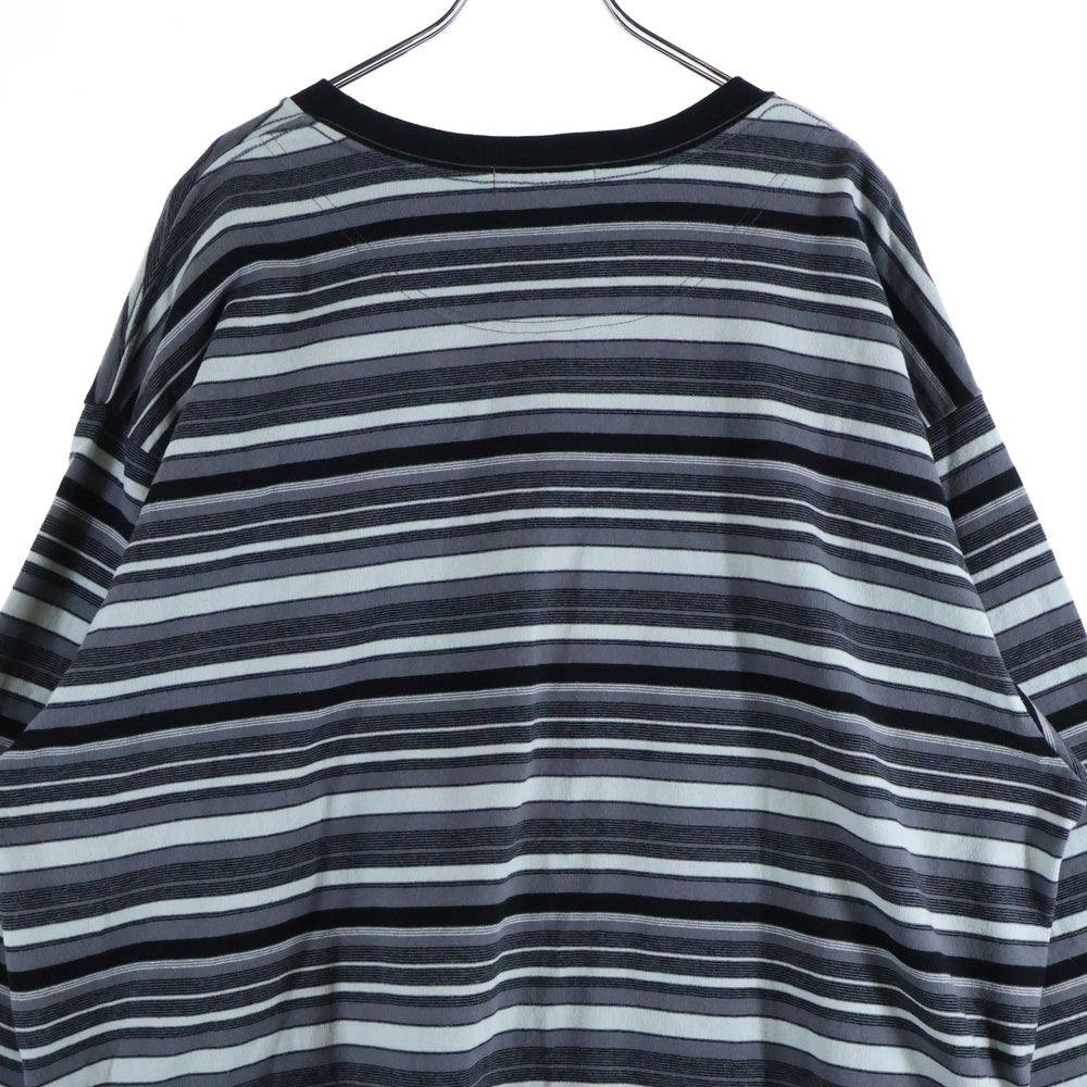 POLYPLOID(ポリプロイド) OVERSIZE LONGSLEEVE B マルチカラーボーダー オーバーサイズ 長袖Tシャツ カットソー ブルー/グレー/ブラック B-7-001-013