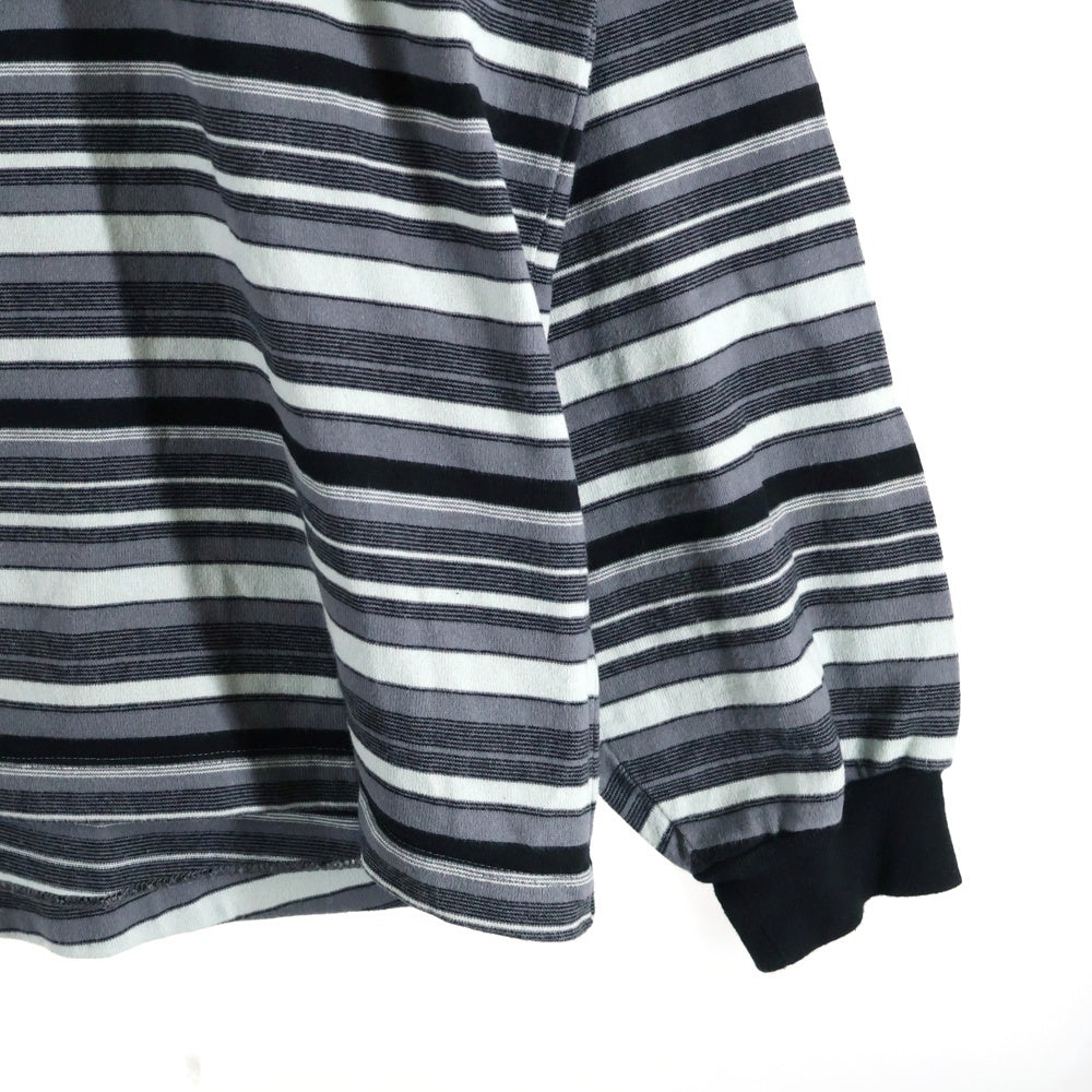 POLYPLOID(ポリプロイド) OVERSIZE LONGSLEEVE B マルチカラーボーダー オーバーサイズ 長袖Tシャツ カットソー ブルー/グレー/ブラック B-7-001-013