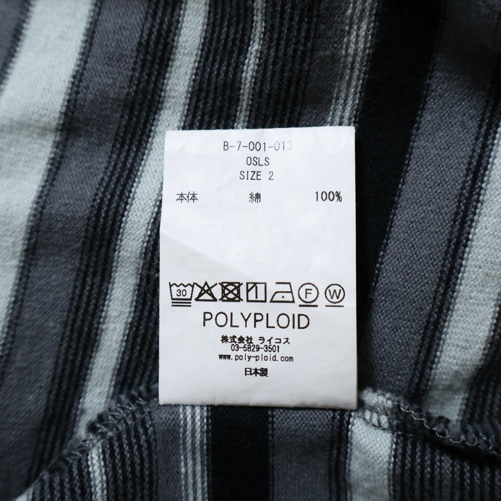 POLYPLOID(ポリプロイド) OVERSIZE LONGSLEEVE B マルチカラーボーダー オーバーサイズ 長袖Tシャツ カットソー ブルー/グレー/ブラック B-7-001-013